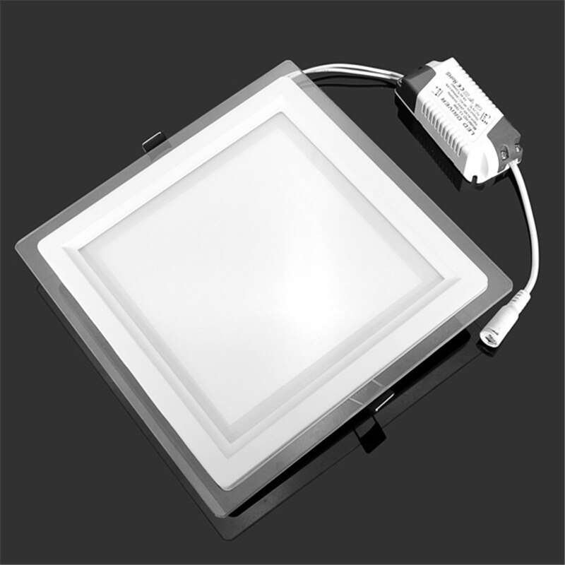3 farveskift 6w 9w 12w 18w led panel downlight firkantet glas dæksel lys højt lyse loft forsænkede lamper  ac85-265 +  driver