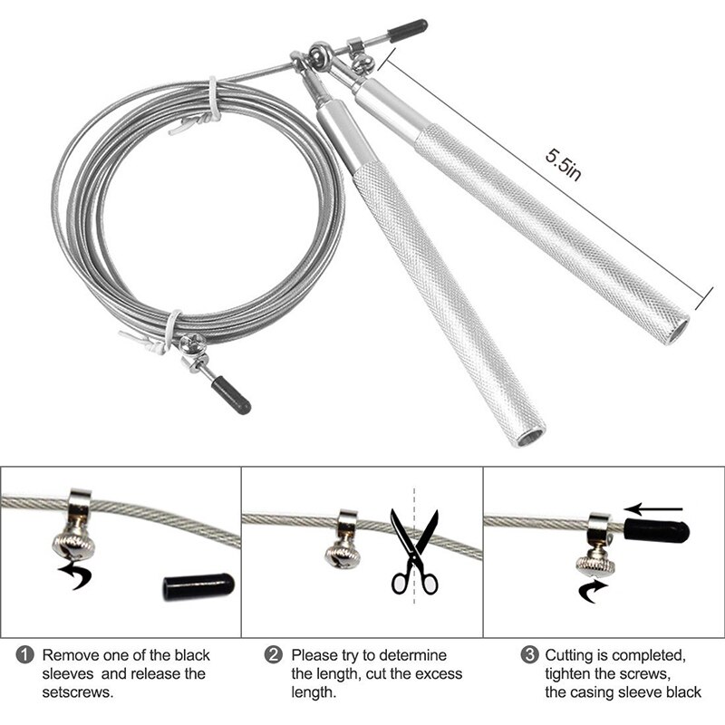 3M Adjustable Jump Rope Crossfit Speed Weight Skip Rope Fitness Aluminium Training Stainless Steel Wire Home Gym