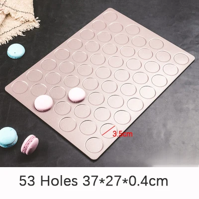 Kulstofstål bageplade 35/53 huller macarons madlavning bagemåtte bageplade non stick bageplader ovn bageware bageplade: 53 huls guld