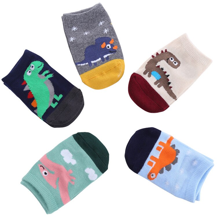 5Pairs/Lot Cute Baby Socks Cartoon Dinosaur Cotton Soft Newborn Socks Toddler Boys Girls Anti Slip Floor Socks Spring Winter