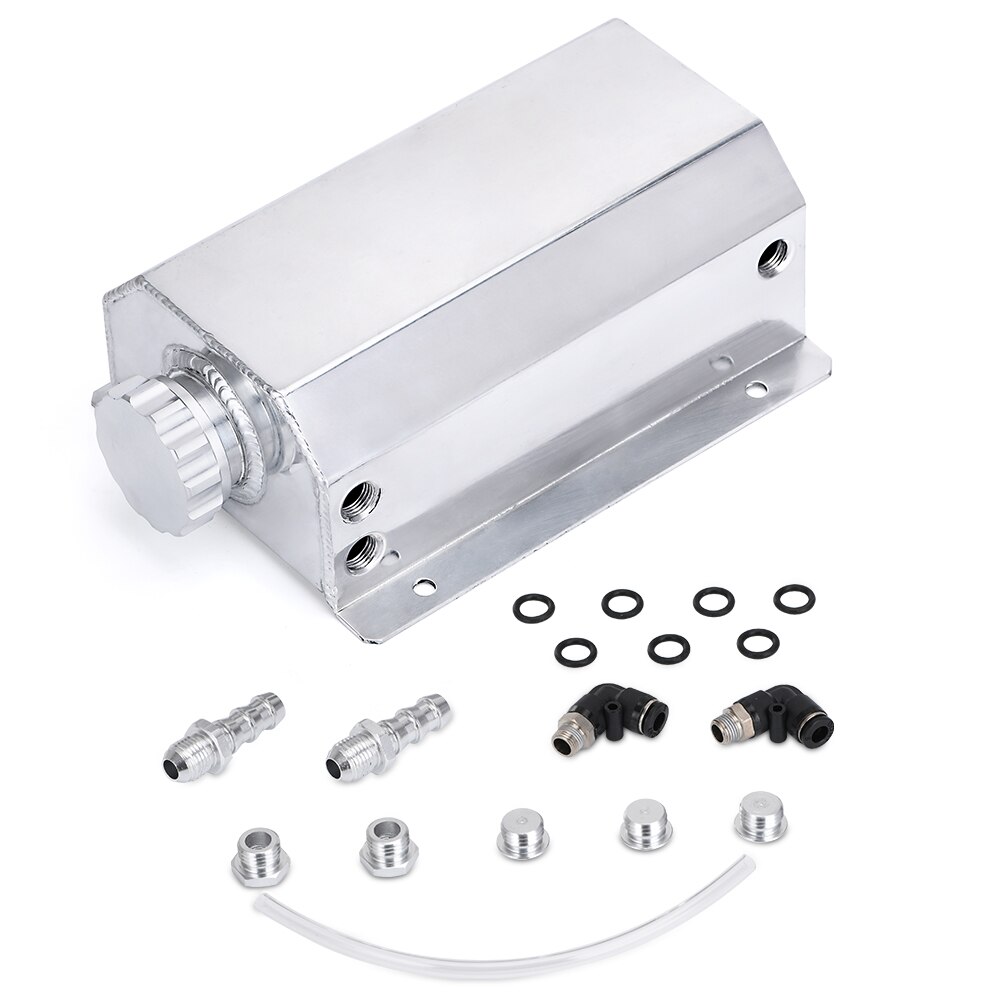 Pqy-universal 2L alliage moteur huile carburant gaz attraper canette reniflard réservoir bouteille liquide de refroidissement radiateur trop-plein réservoir PQY-TK55BK: Argent