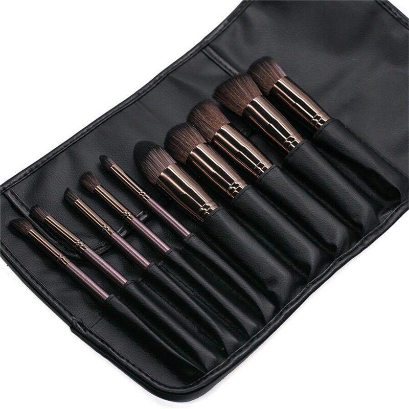 Zwarte tas  of 10 -gats make-up kwast cosmetica kwasten wenkbrauwpoeder foundation oogschaduw pinceaux make-up tool