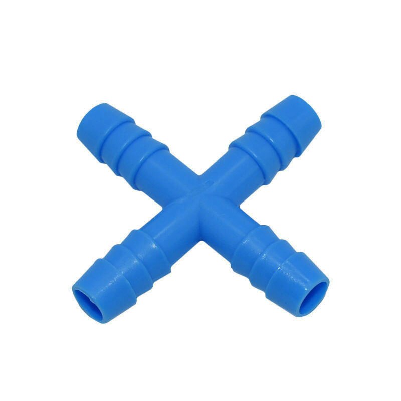 8mm Cross water Connector Drinking fountain For rabbits 4-way Connector water splitter garden hose irrigation Fittings 20 Pcs