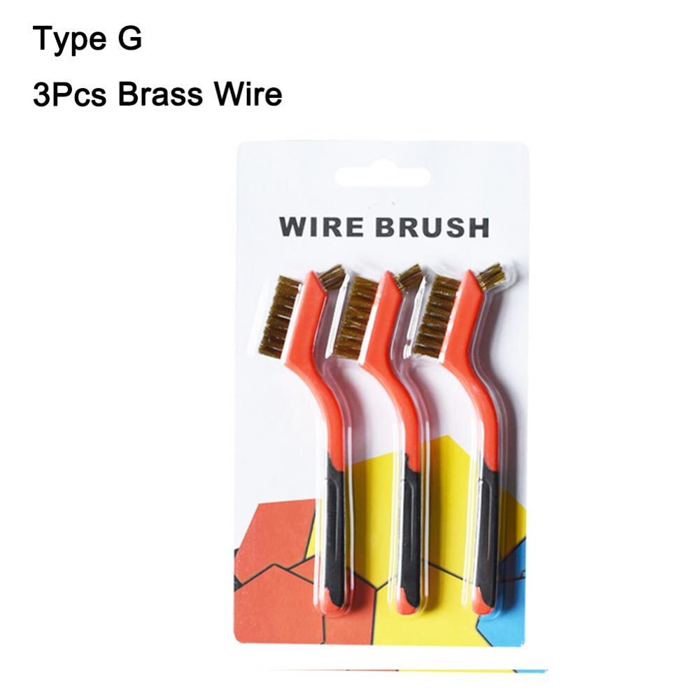 Verwijderen Roest Borstel Verf Polijsten Borstel Gereedschap Nylon Messing Draad Roestvrij Staaldraad Borstel Thuis Hand Tool: 3pcs Brass Wire