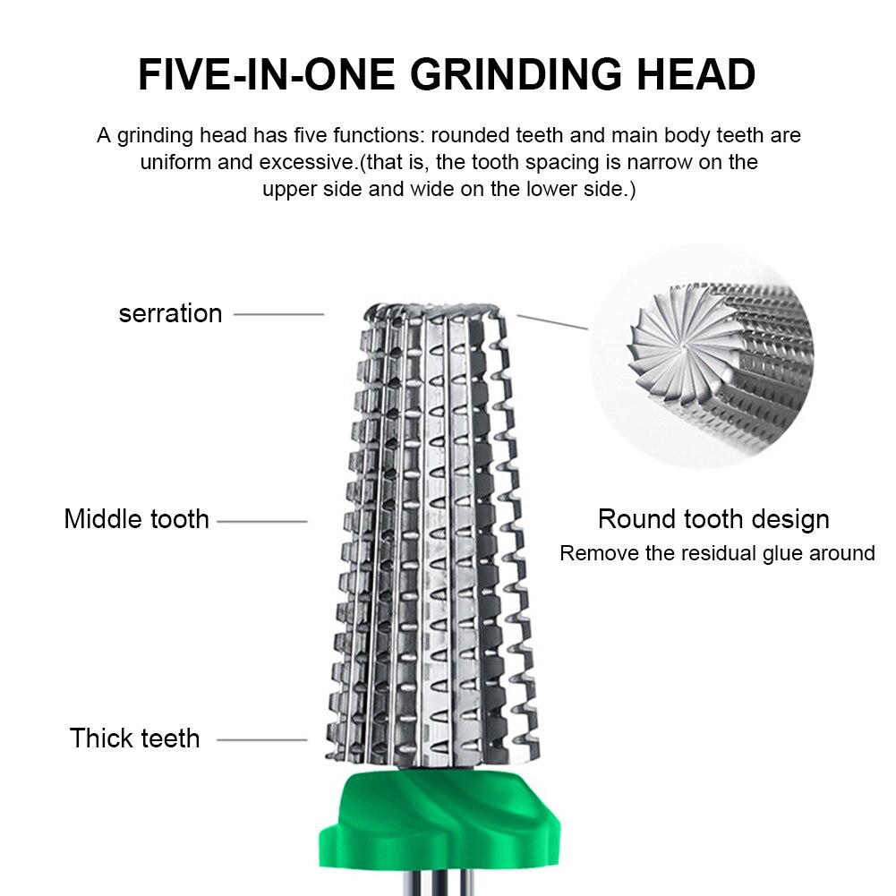 Brocas para uñas 5 en 1, removedor de cutículas de acrílico, broca de acero de tungsteno, herramienta de manicura y pedicura para salón de casa