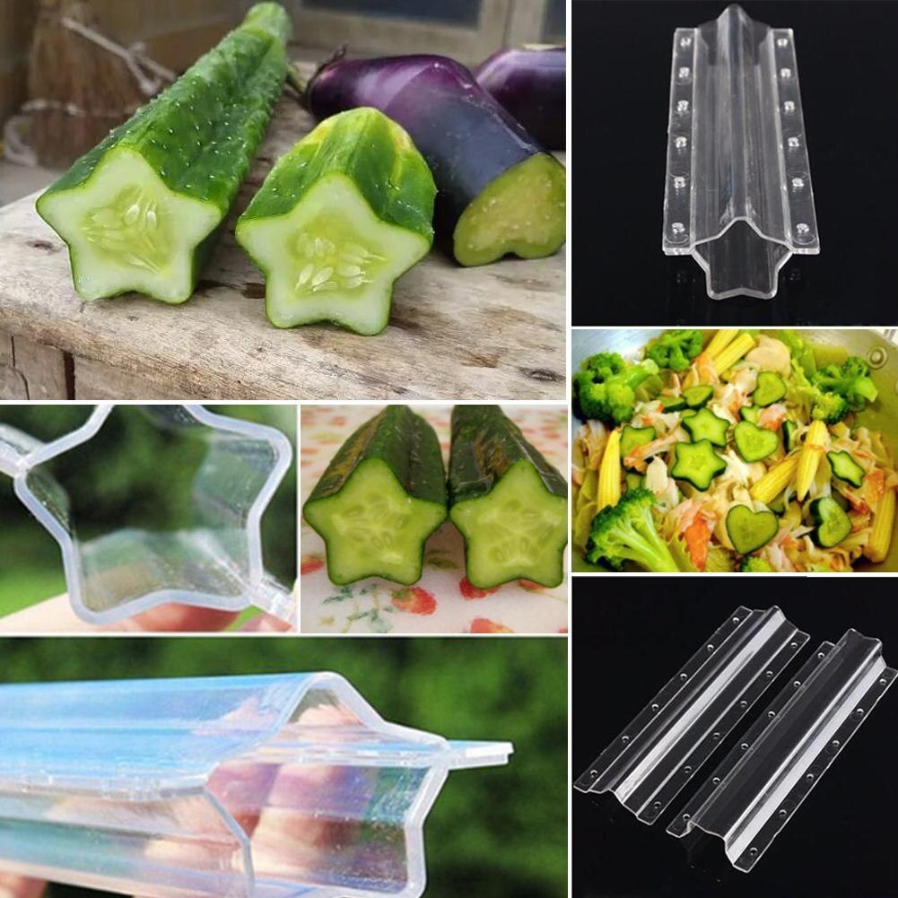 Molde para crecimiento de pepino en forma de corazón, plástico, jardín de cinco puntas, moldes transparentes para cultivo de frutas y verduras, Estrella M9A5