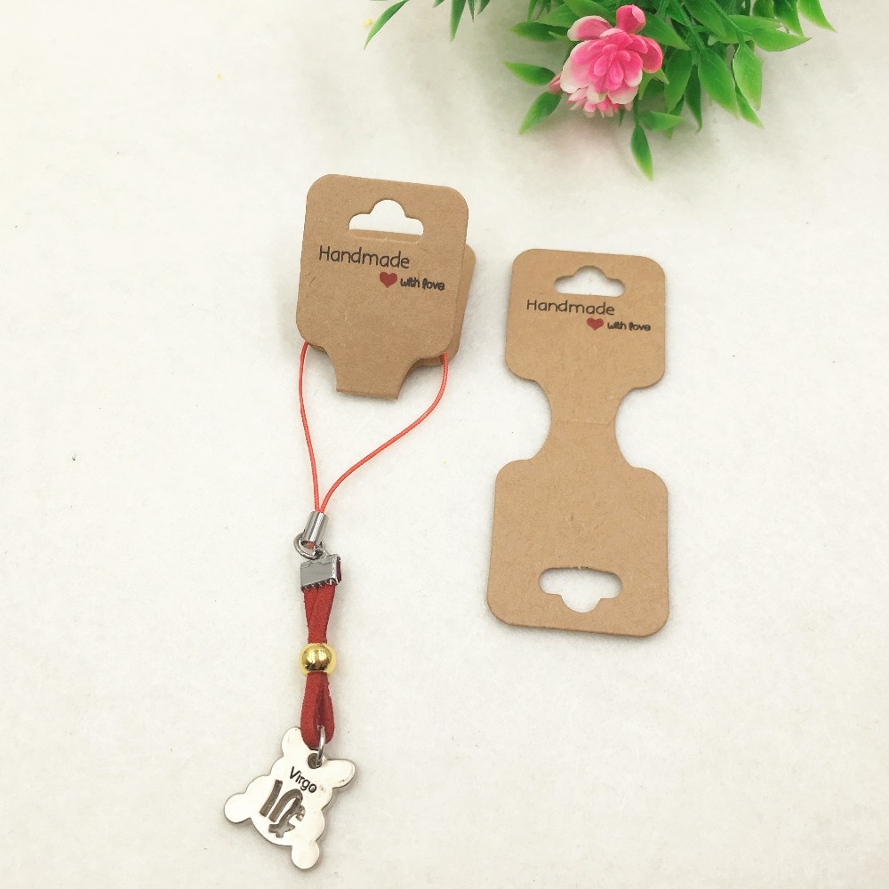 24 sztuk 9x3.5cm ręcznie z miłość naszyjnik kraft karty naszyjnik bransoletka powiesić Tag biżuteria wyświetlacz karty etykieta