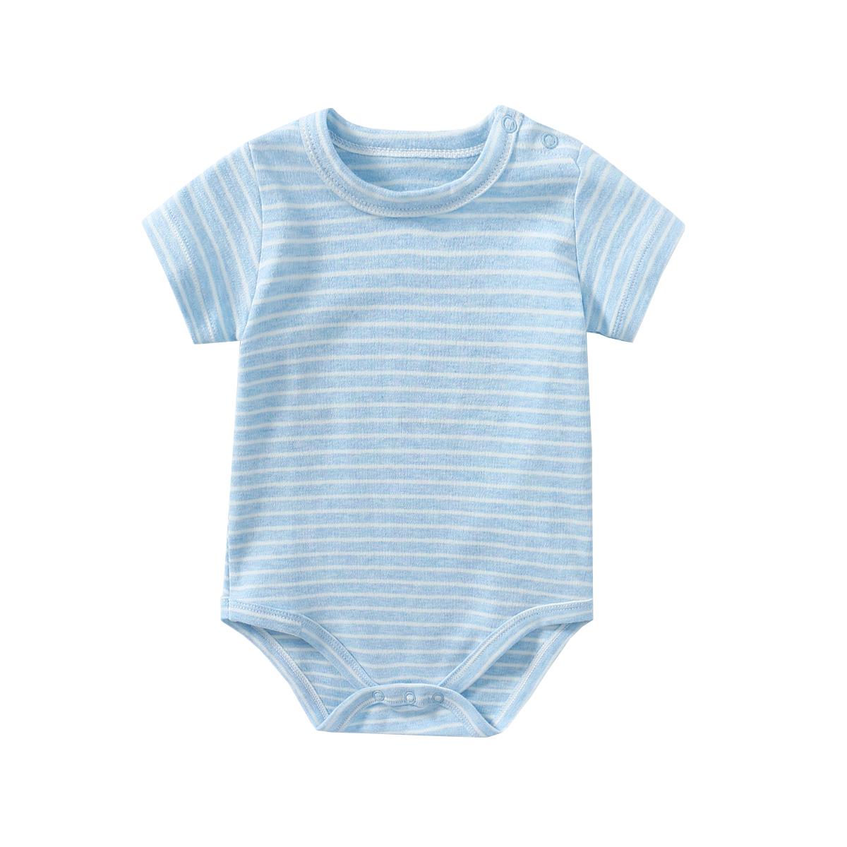 Baby-strampler, sommer, gestreift, kurzarm, baumwollbody, neugeborenen-jungen, mädchen, bebe steigen kleidung 0-24m: Blau / 80(9-12m)