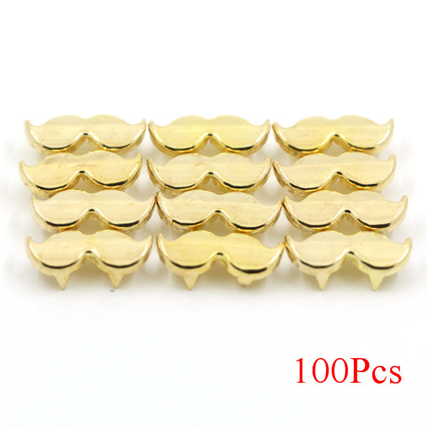 Tachuelas de Metal con forma de bigote para ropa, de 100 piezas tachuelas doradas y plateadas, remaches para manualidades, espigas de 18x8mm para cuero: Gold