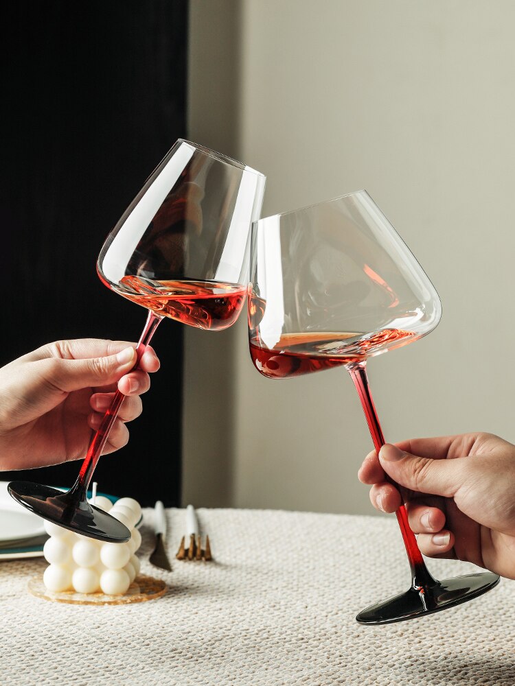 Lead-Free Crystal Wine Glass Red Black Base Goblet Home Drinkware Party Bar Beer Wine Glass Water Cup Drinkware Personality Cup