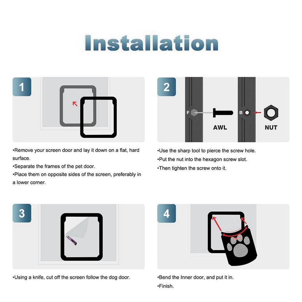Pet Door Safe 24.7cm Magnetic Screen Door Lockable for Pets Freely Pretty Pattern Dogs Cats Window Gate Easy Install