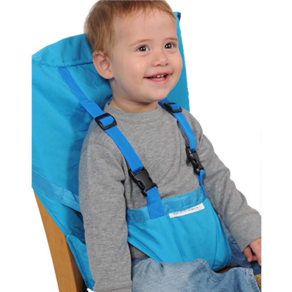 Stol til babyer baby bærbar sæde børn rejser sammenklappelig vaskbar spisning fodring høj stol sikkerhedsseler booster til fodring: Blå