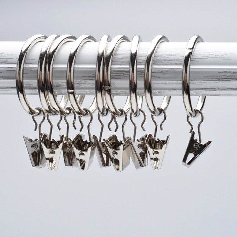 Hause Dekoration Stange Clips Fenster Dusche Schellen Gardinen Clips Schlecht Vorhang Hohe Qaulity 12 teile/paket Vorhang Ringe: Silber- / 3.5x25mm