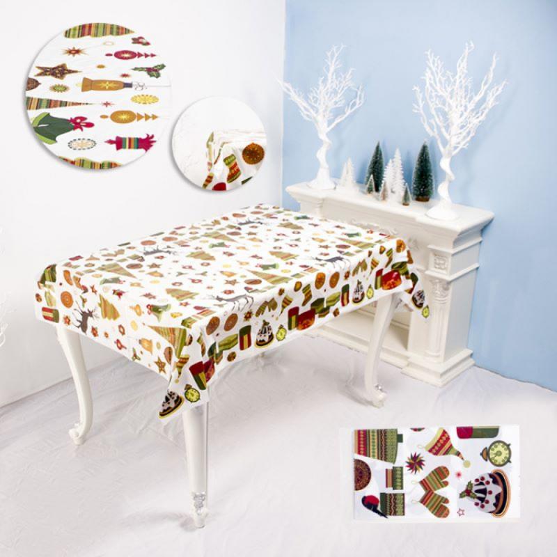 1Pc Wegwerp Tafelkleed Kerst Gedrukt Tafelkleed Pvc Kerst Eettafel Tafelkleed Decoraties