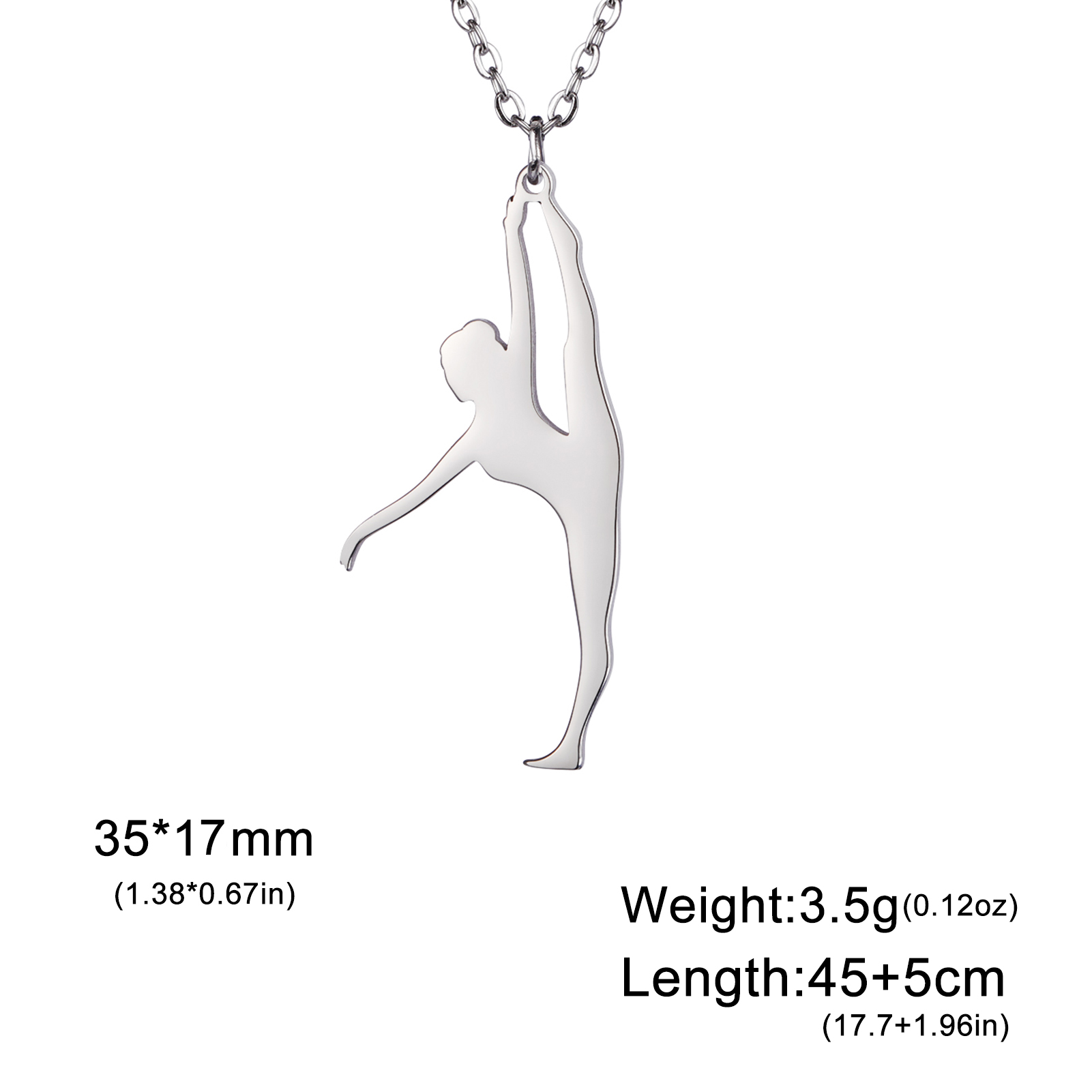Teamer Gymnastics Necklace for Women Girls Sports Pendant Stainless Steel Jewelry Dancer Gymnast Birthday: SILVER PLATED