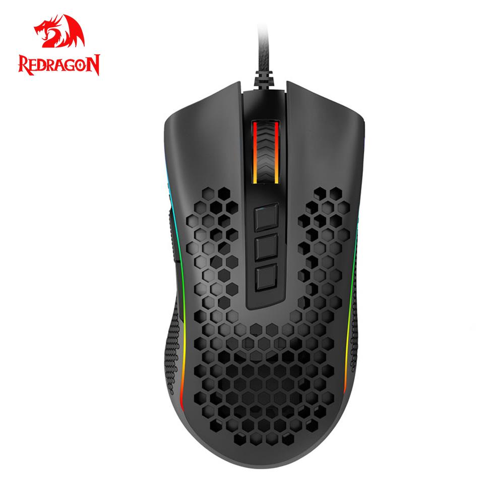 Redragon storm m808 mouse para jogos, com fio rgb retroiluminado, 12400 dpi, 9 botões programáveis, para computador gamer