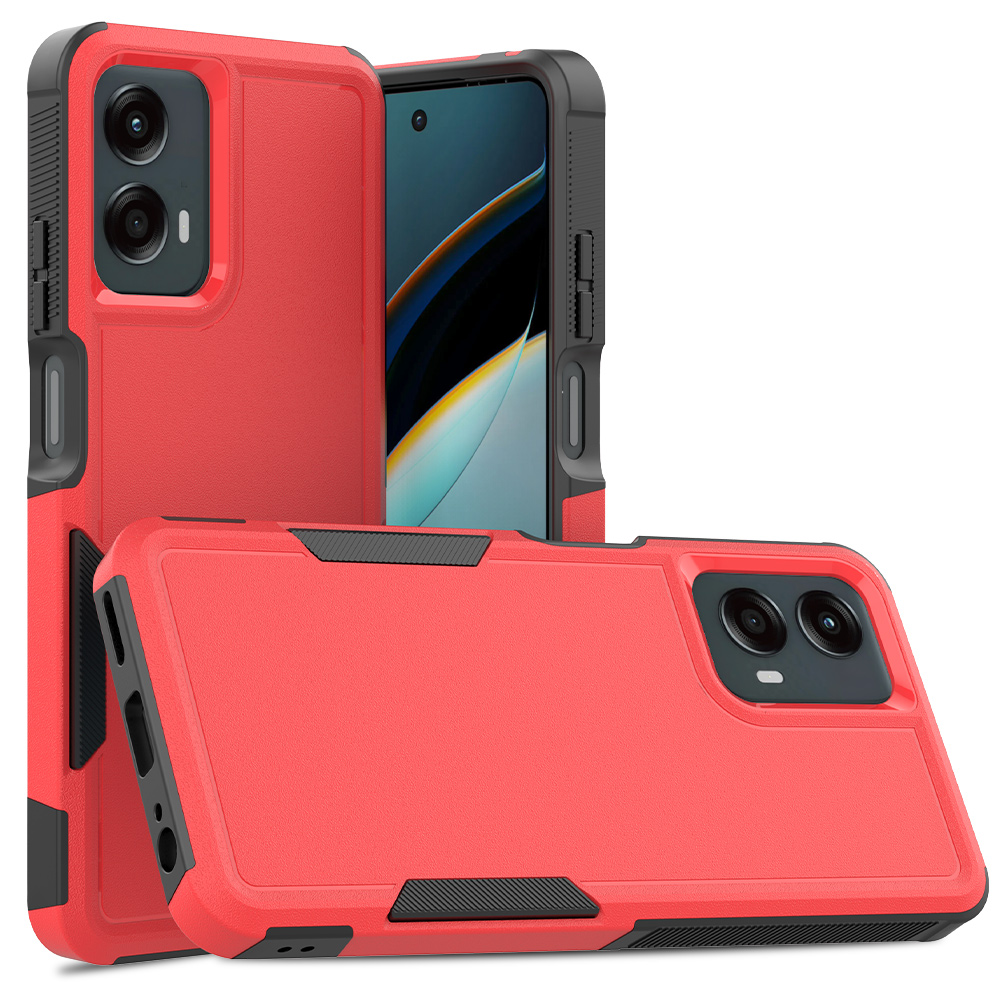 Moto G 5G Protective Phone Case Shockproof Case Dual Layer Hard Cover for Motorola G 5G With Screen Protector: Red