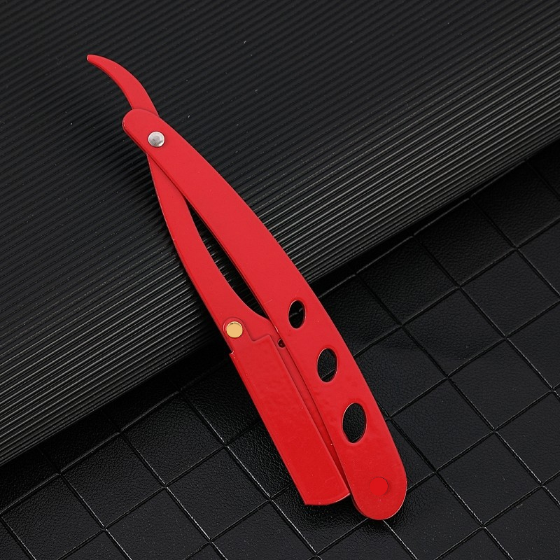 Straight Edge Razor Haircut Beard Eyebrow Shaving Tool Manual Depilation Razor Hairdresser Trimming: Red