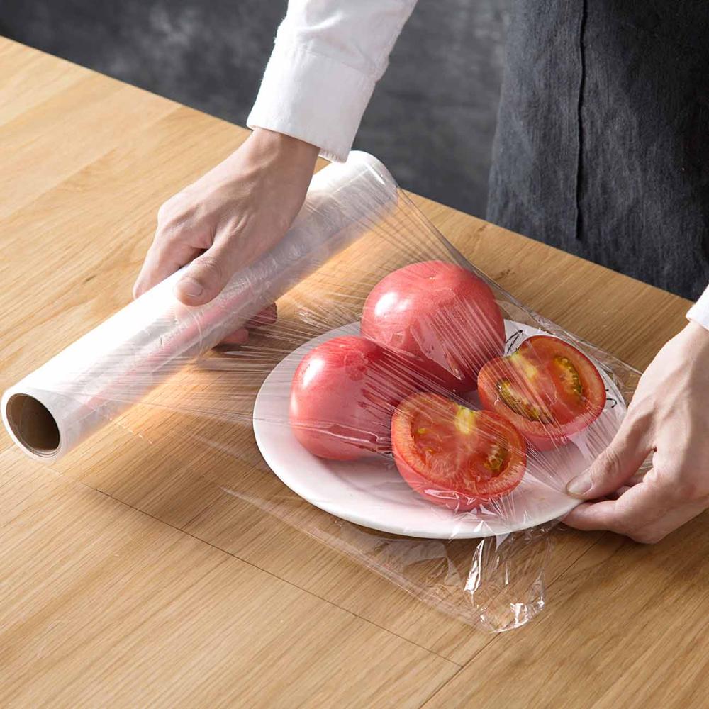 1 Roll Kitchen Clear PE Foil Cling Film Food Storage Plastic Wrap Roll Fruit Vegetable Cover 30cm*50M /30cmx20M / 20cmx20M