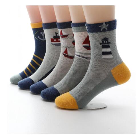 5 pairs / lot Children Socks Spring Summer Cartoon Aircraft Cotton Breathable Mesh Boys Socks Girls Socks 3- 15 Year Kids Socks: FC / 8 -11 year