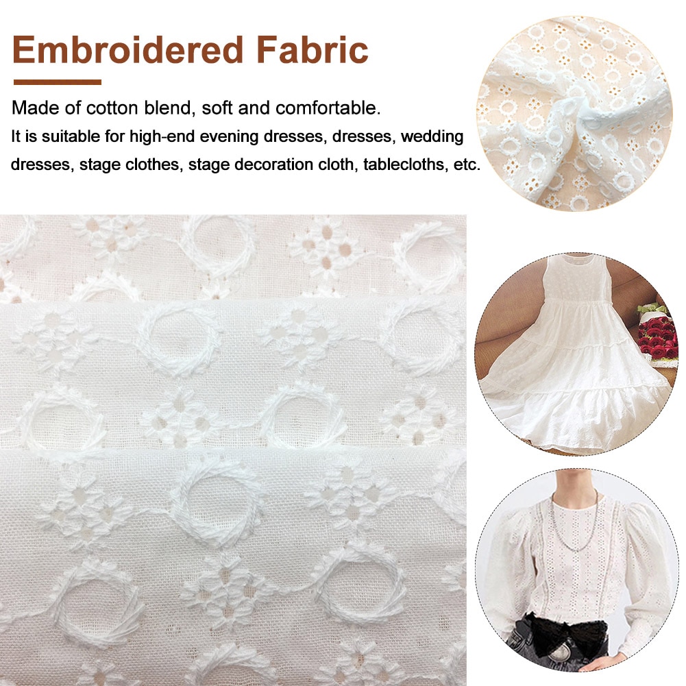 Cotton Blend Wedding Home Textiles DIY Sewing Embroidered Fabric White For Sewing Decoration Lace Fabric For Wedding Dresses