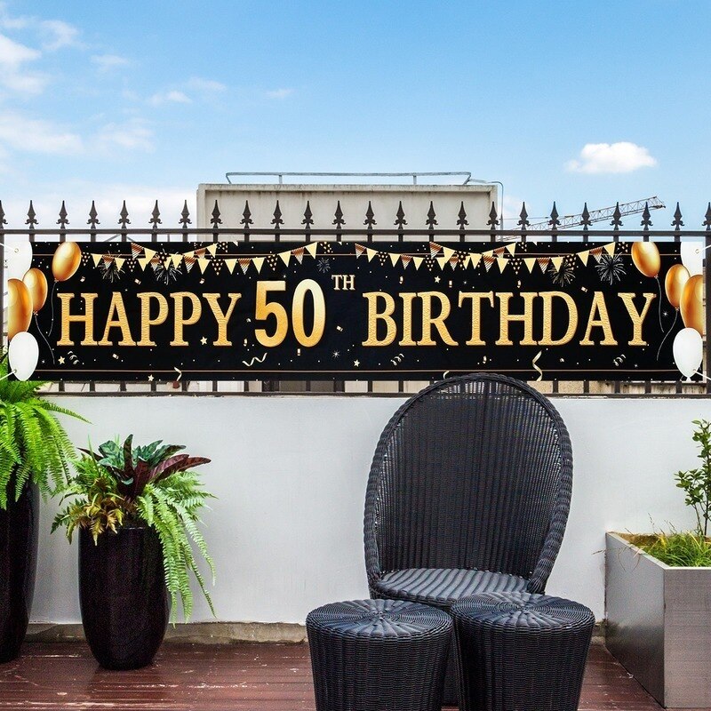 Large Size Birthday Banner Birthday Party Decoration 30 40 50 60 70 80Years DIY Birthday Background Banner Hanging Flag 210x50cm