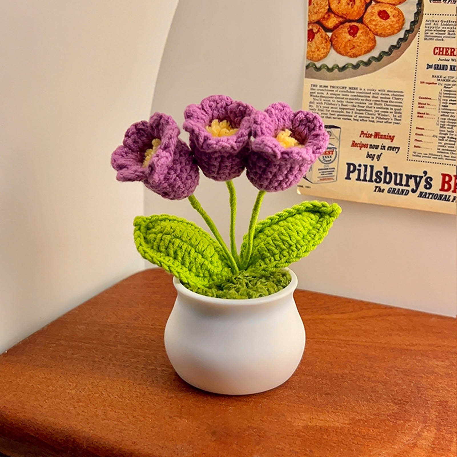 Fiori tutto'uncinetto Simpatico ottavino fiore in vaso Fiori tutto'uncinetto Decorazione della casa per soggiorno telecamera da letto Decorazioni per il desktop Regali di compleanno