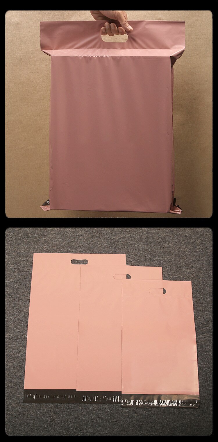 50pcs Pink Mail Bags With Handle Poly Mailer Packaging Envelopes With Self Seal Courier Storage Bags