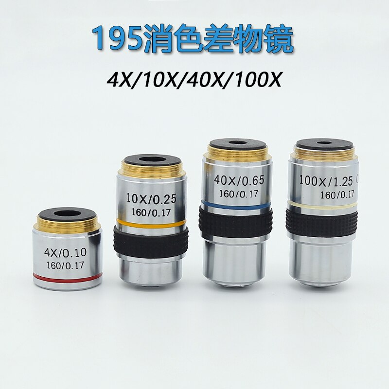 4X 10X 40X 100X Microscope Objective Lens Achromatic Objective Laboratory Biological Microscope parts