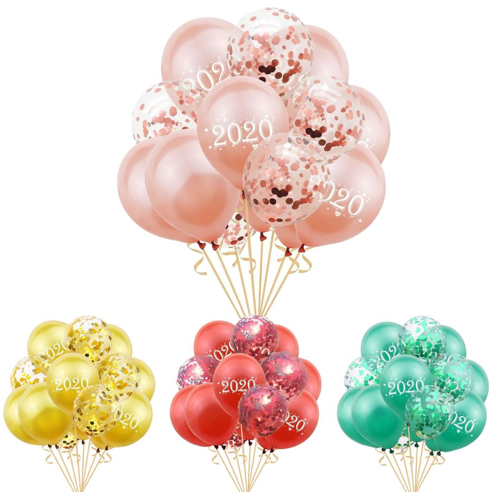 15pcs Printed Balloons Rose Gold Number Latex Confetti Balloons Happy Year Wedding Birthday Party Decorations 83D