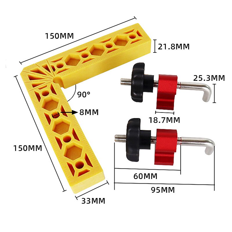 2 Sets 90 Degrees L-Shaped Auxiliary Fixture Splicing Board Positioning Panel Fixed Clip Carpenter Square Ruler Woodworking Tool