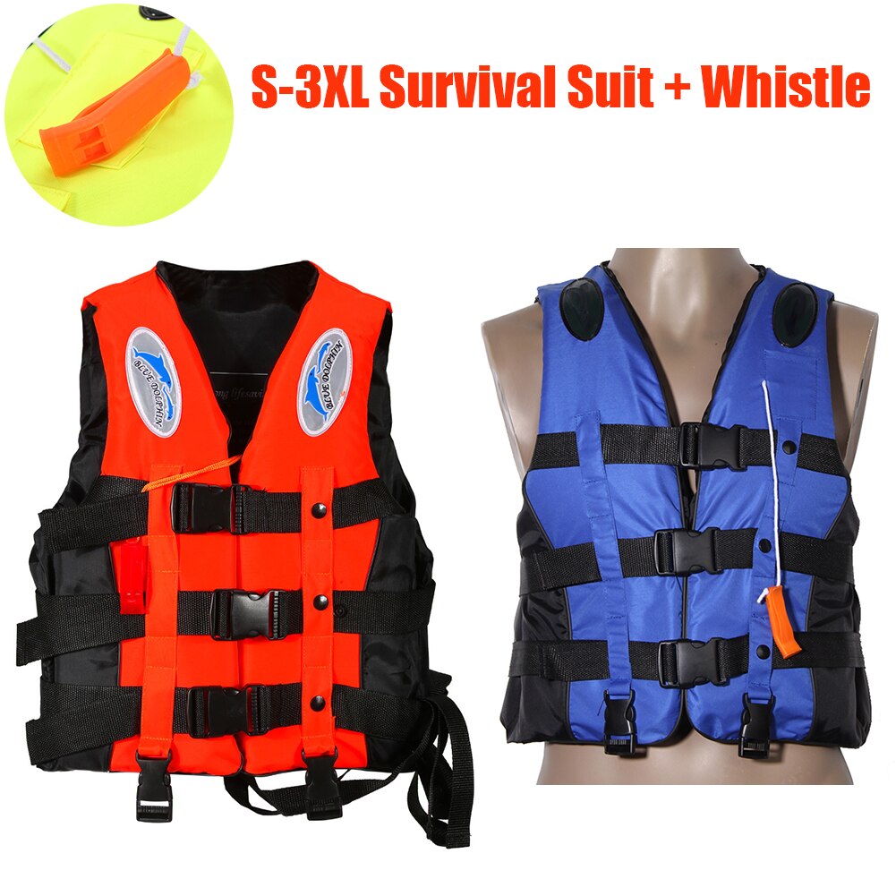 Uniwersalna poliestrowa kamizelka ratunkowa dla dorosłych pływanie żeglarstwo kamizelka narciarska + gwizdek Outdoor praktyczna kamizelka ratunkowa gwizdek s-xxxl