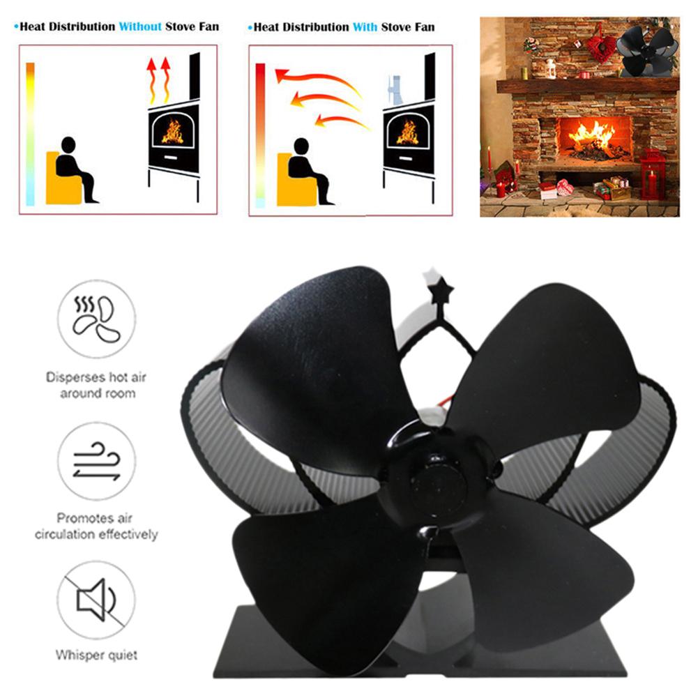 Mini 4 aspas ventilador de estufa de calor para madera/quemador de troncos/chimenea-distribución de calor ecológica ahorro de combustible