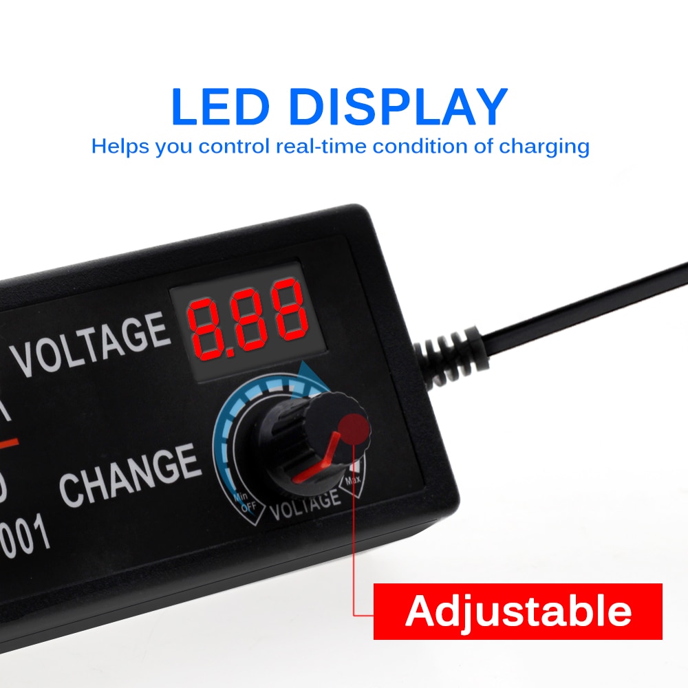Adjustable AC to DC 3-12V 9-24V Voltage Regulated Adapter with display Screen Universal Power Supply Adapter EU/US Plug