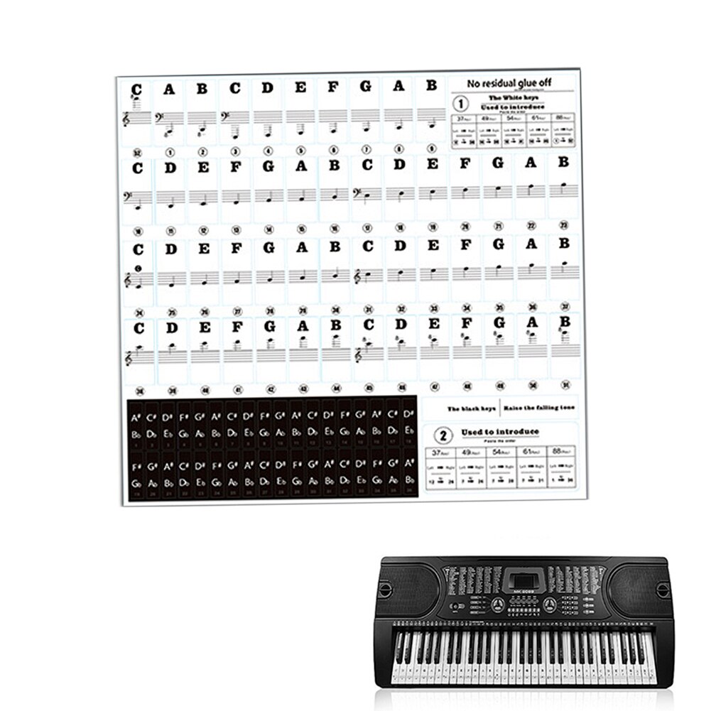 Transparent PVC Music Decal Notes Piano Keyboard Stickers 37 49 54 61 88 Keys Accessories for Electronic Piano Roll Up Piano