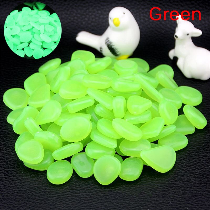 ! 10pcs/lot Luminous Pebbles Rocks Garden Ornaments Stone Glow In The Dark Garden For Walkways Fish Tank Decorations: Green
