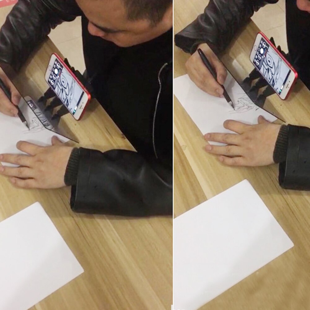 Tablero de dibujo de imagen óptica de 20,2x13,5 cm, soporte de regulación de reflexión especular para bosquejo de lente, desarrollo de coordinación mano-ojo