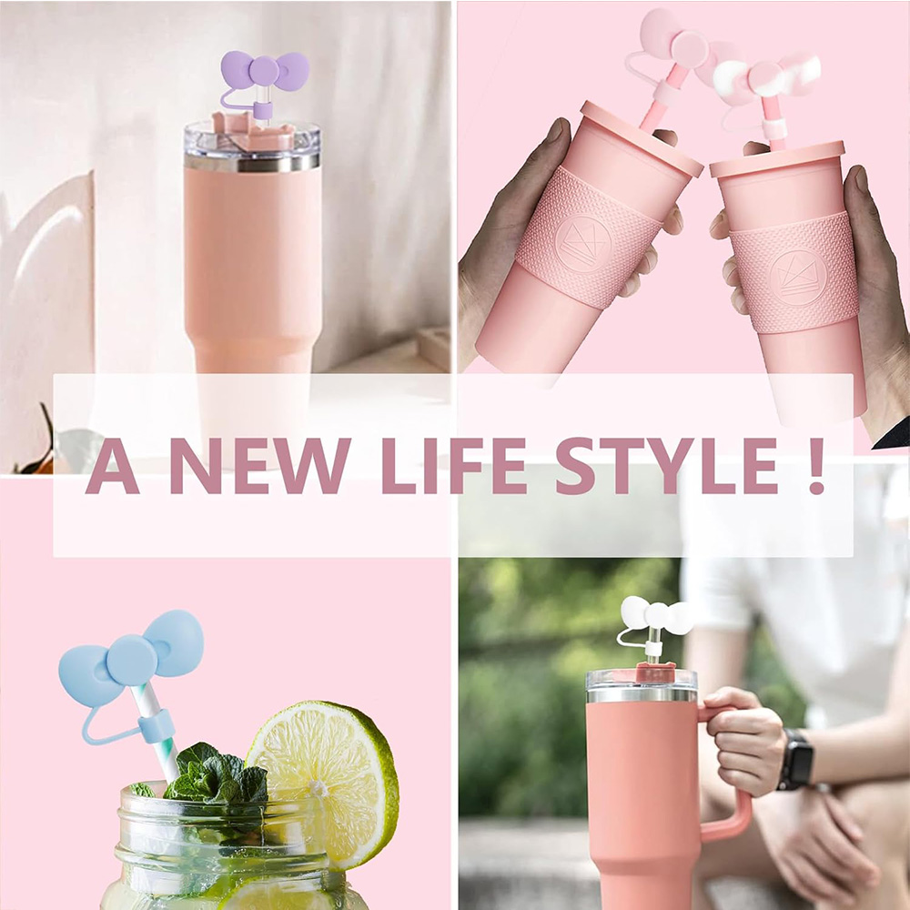 Mooie Boog stro covers cap Toppers Voor stanley 30 & 40 02 Tumbler Cup Herbruikbare Leuke siliconen stro Tips Deksels Bescherm covers