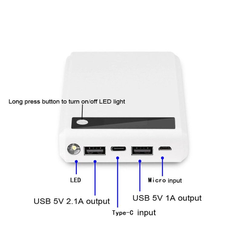 Dual USB 6x 18650 Batteries DIY Power Bank Box Holder Case Charger Power Adapter For Mobile Phone Tablet No Battery with LED