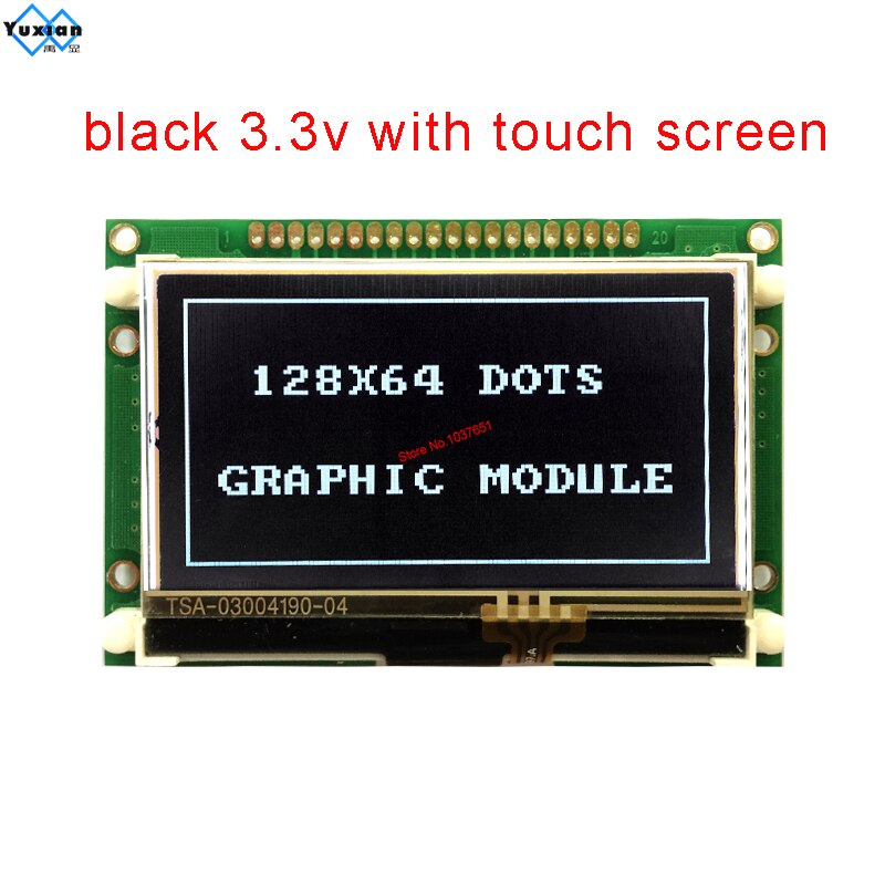 lcd module 12864 cog Graphic display 72x39mm ST7565P parallel serial SPI 3.3V 5v blue white and black touch screen LG12864U: black 3.3v touch