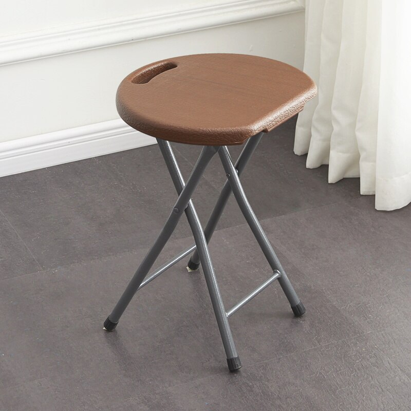 Thickened Plastic Folding Stool Household Living Furniture Round Restaurant Folding Chair Multifunctional Outdoor Portable Seats: brown
