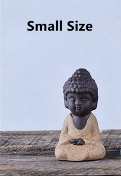 Lille buddha statue munk figur tathagata indien yoga mandala te kæledyr lilla keramik håndværk zakka dekorative keramiske ornamenter: Lille størrelse gul