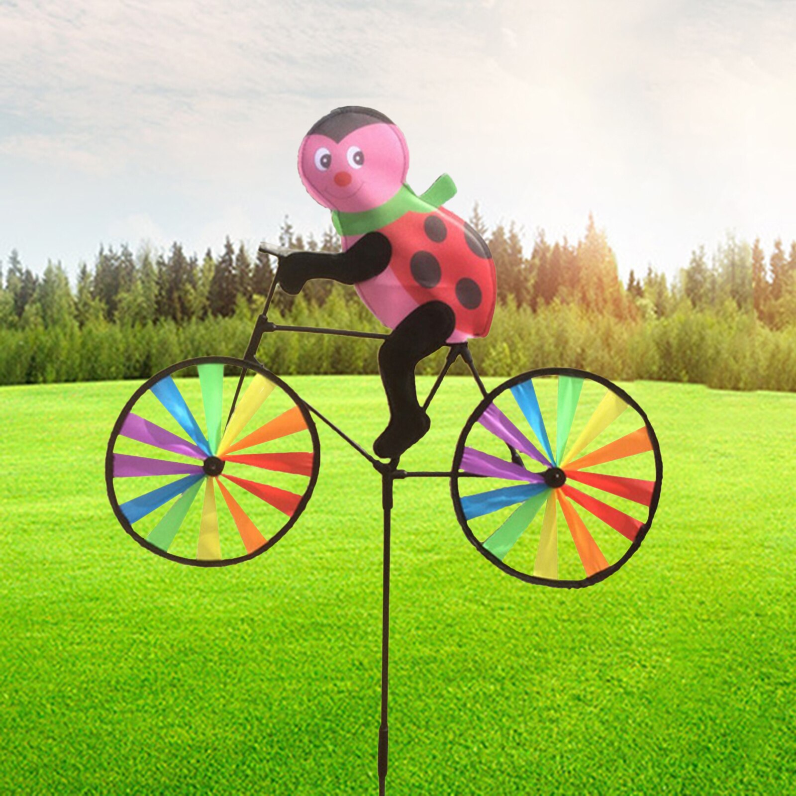 Coccinelle – moulin à vent de pelouse en forme d&#39;animal de dessin animé, pour vélo, fête de jardin, décoration d&#39;extérieur