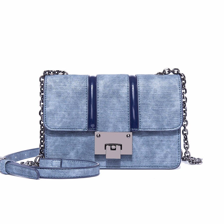 lässig Shoullder Tasche Frauen Denim Textur Leder Platz Bote Taschen Abend Kupplung Taschen Abdeckung Gradienten Klappe Crossbody Bolsa