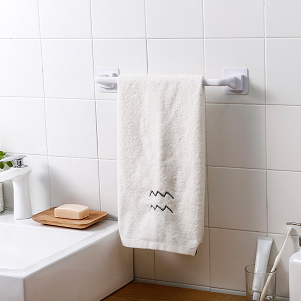 Self Adhesive Wall Mounted Bathroom Towel Bar Shelf Rack Holder Toilet Roll Paper Hanging Hanger 2 Size