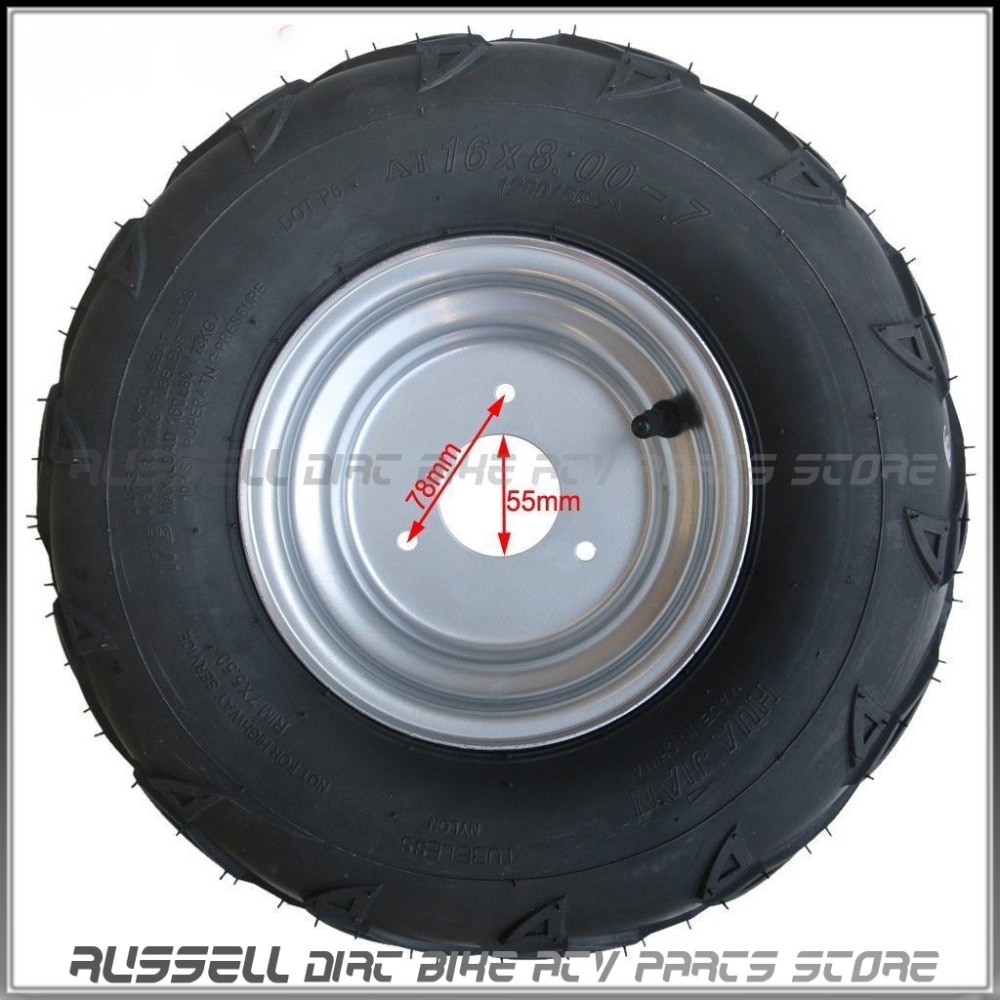 16x8-7 Tyre Tire & rim Wheel For ATV Quad SunL-110cc ATV Front Rear Wheel Taotao 125cc Go Kart