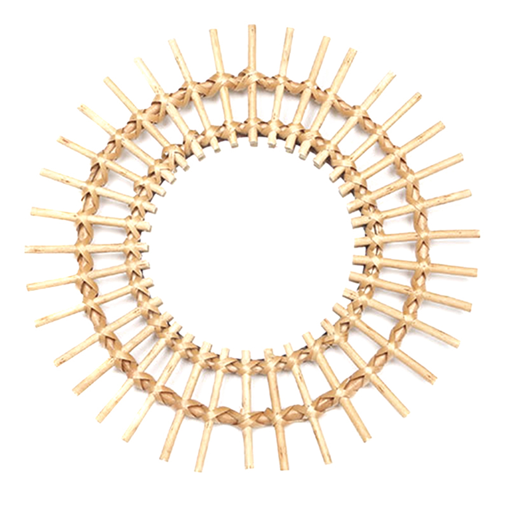 Hængespejl rattan solsikke cirkulært spejl indretning boho flet dressing makeup spejle natur ro: 40 x 40cm