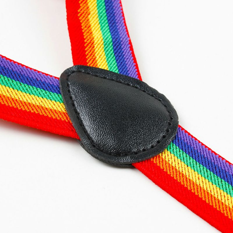 Bunte Gestreiften Band Regenbogen Lätzchen Hosen Riemen Clip Erwachsene unisex Hosenträger Schnalle Verstellbar Schulter Gürtel