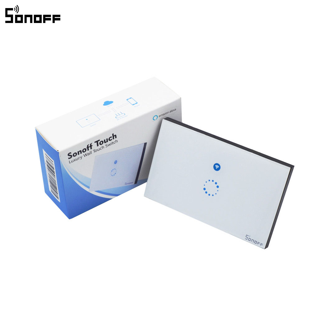 Sonoff Touch EU US Plug Wifi Wall Touch Light Switch Glass Touch Panel Lamp Bulbs LED Lights Switch Works With Alexa Google Home