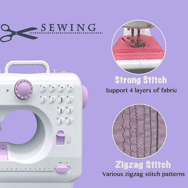 Portable Sewing Machine Basic Easy to Use for Adults and Kids,12 Built-in Stitch